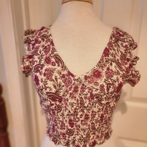 Patrons of Peace Floral Crop Top Tank NWT